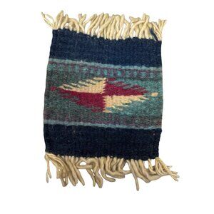 Southwestern Wool Hand Woven Textile 5x7 Native American Dollhouse Rug Fringe